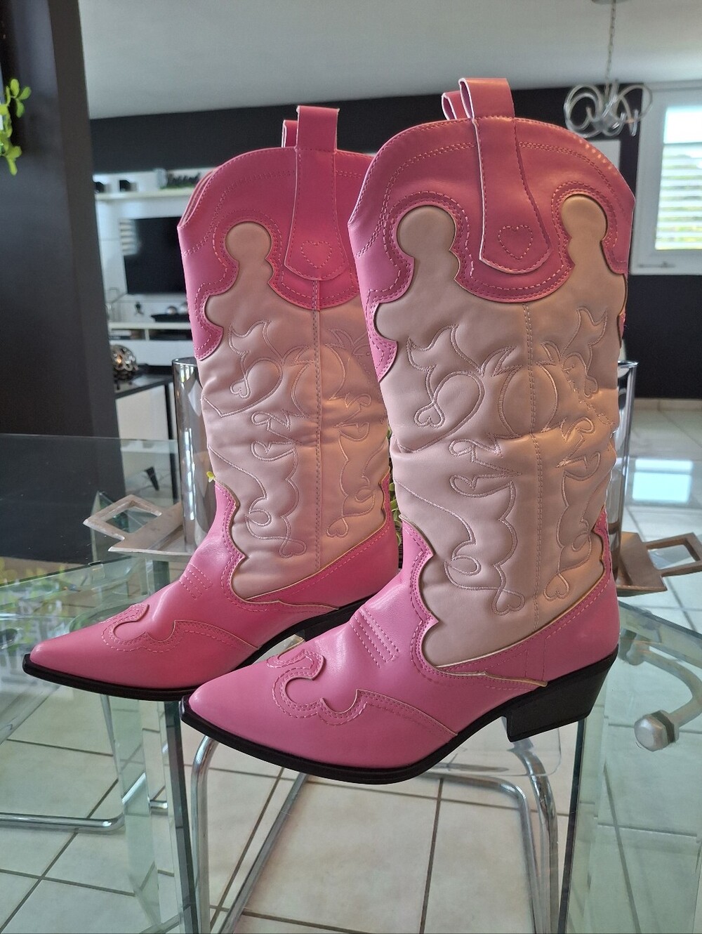 Pink Two-Tone Western Cowgirl Boots - Women's Stylish Cowboy Boots